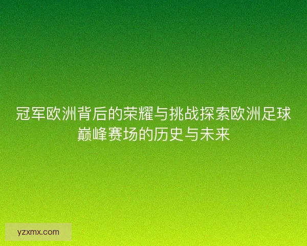 冠军欧洲背后的荣耀与挑战探索欧洲足球巅峰赛场的历史与未来