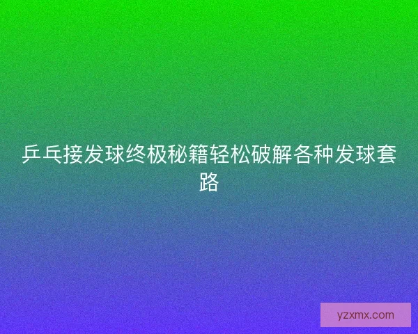 乒乓接发球终极秘籍轻松破解各种发球套路 乒乓接发球终极秘籍轻松破解各种发球套路