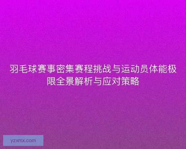 羽毛球赛事密集赛程挑战与运动员体能极限全景解析与应对策略 羽毛球赛事密集赛程挑战与运动员体能极限全景解析与应对策略